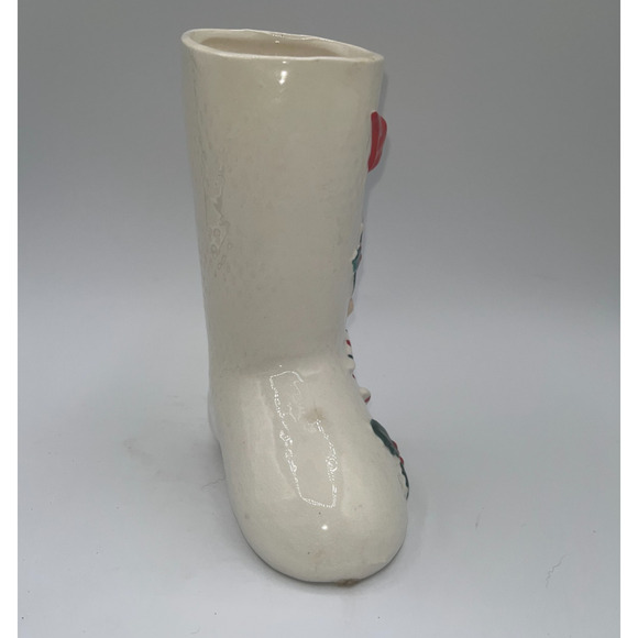 Vintage Ceramic Candy Cane Pixie Elf Christmas Boot Stocking Planter Vase Decor - Picture 9 of 16